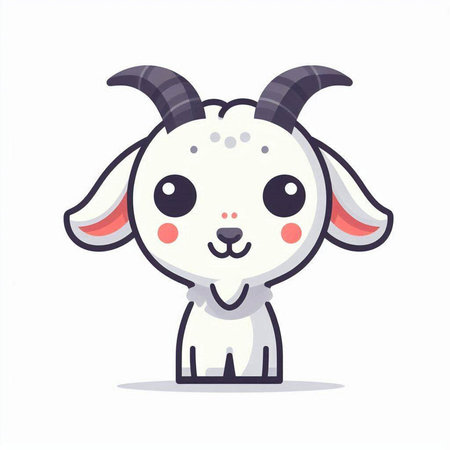 Cute cartoon goat character. Vector illustration in a flat style.のイラスト素材