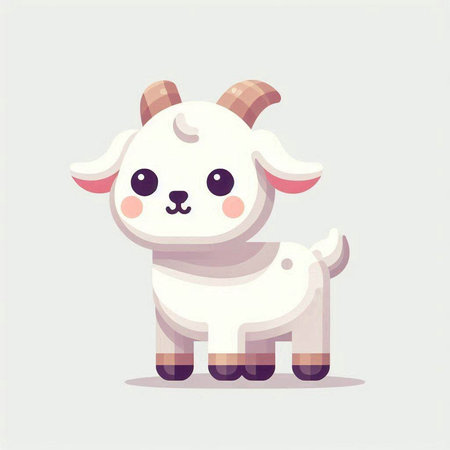 Cute cartoon goat. Vector illustration. Cute baby goat.のイラスト素材