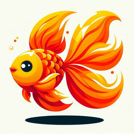 Goldfish. Vector illustration of a goldfish on white background.のイラスト素材