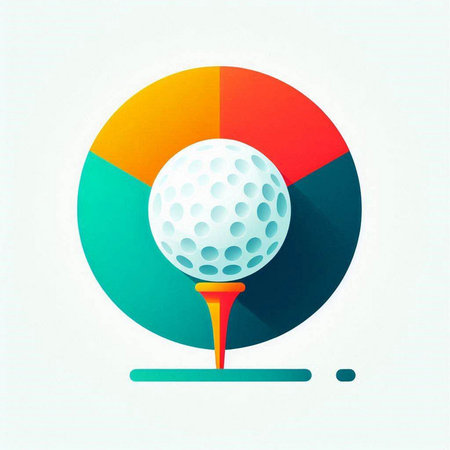 Golf ball on a tee on a colored background. Vector illustrationのイラスト素材