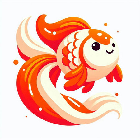 Cute cartoon goldfish on a white background. Vector illustration.のイラスト素材