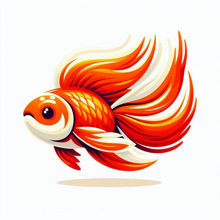 Goldfish. Vector illustration. Isolated on a white background.のイラスト素材