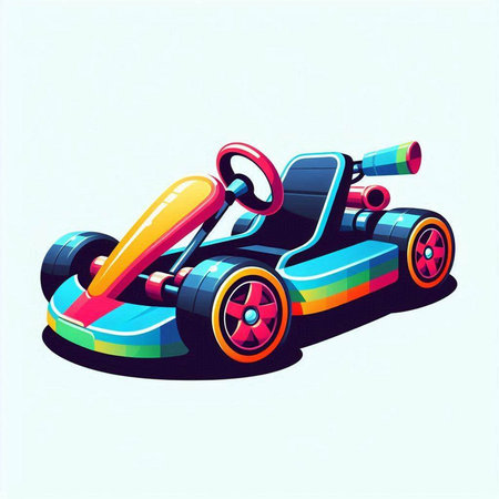 Funny cartoon karting car. Vector illustration. Eps 10のイラスト素材