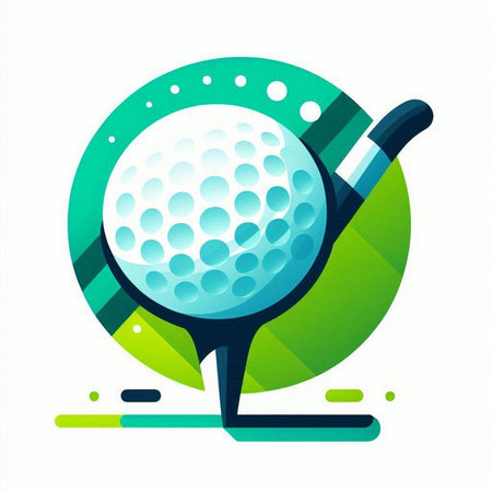 Golf club and ball on a white background. Vector illustration.のイラスト素材