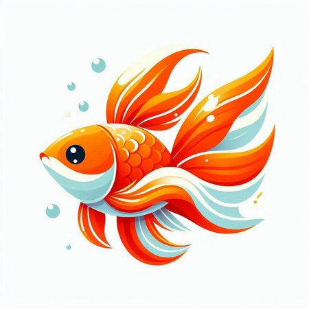Goldfish on a white background. Vector illustration of a goldfish.のイラスト素材