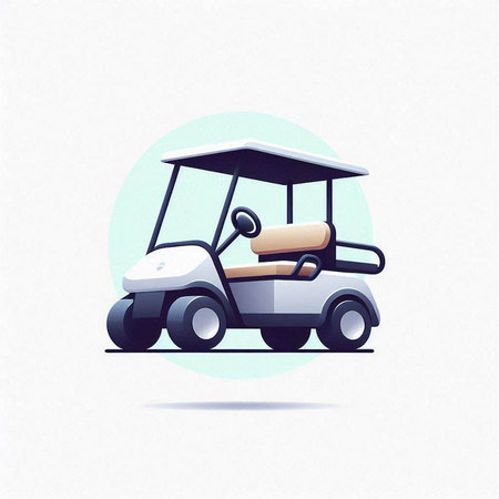 Golf cart icon. Vector illustration of a golf cart on a white background.のイラスト素材