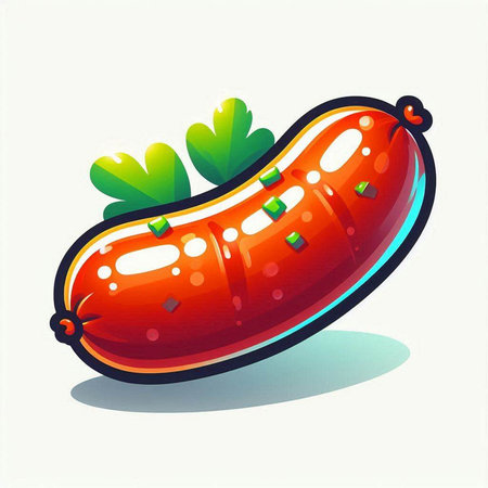 Sausage with parsley on a white background. Vector illustrationのイラスト素材