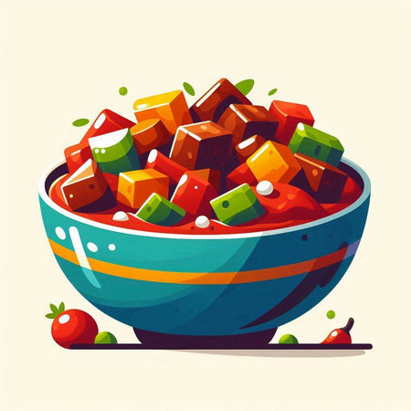 Vegetable salad in bowl. Vector illustration in cartoon style.のイラスト素材