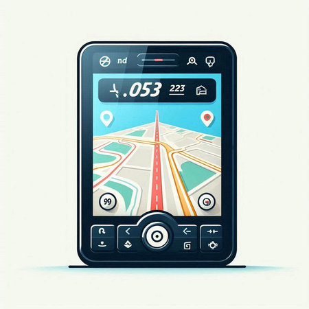 GPS navigation on a mobile phone. Vector illustration in flat style.のイラスト素材