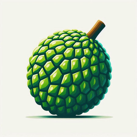 Custard apple, vector illustration, isolated on white background.のイラスト素材