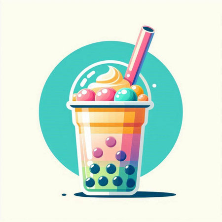 Milkshake with whipped cream and candies. Vector illustration.のイラスト素材