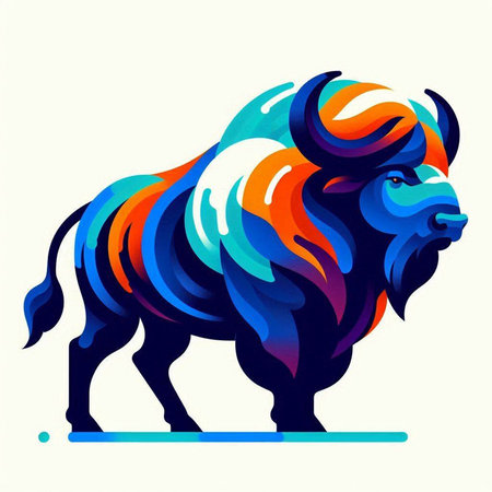 Colorful bison, vector illustration for your design. Vector illustration.のイラスト素材