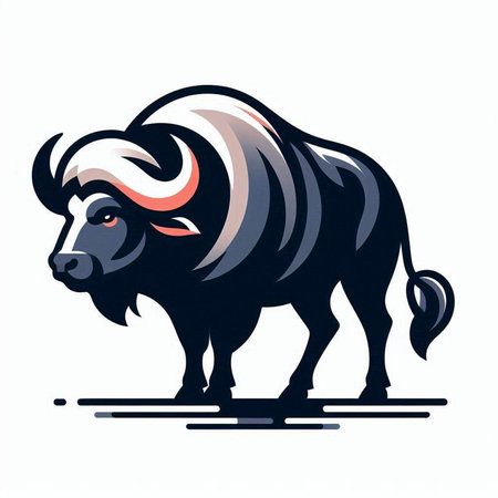 Buffalo. Vector illustration. Isolated on a white background.のイラスト素材