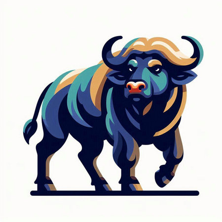 Buffalo. Vector illustration of a buffalo on a white background.のイラスト素材