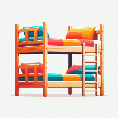 Bunk beds in a flat style. Vector illustration isolated on white background.のイラスト素材