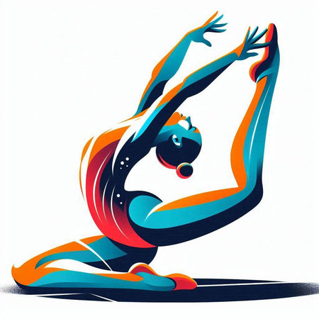 girl doing yoga in the pose of the Lord of the Dance, vector illustrationのイラスト素材