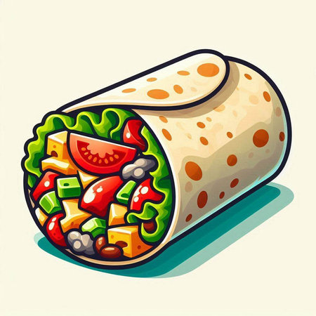Illustration of a mexican burrito on a white backgroundのイラスト素材