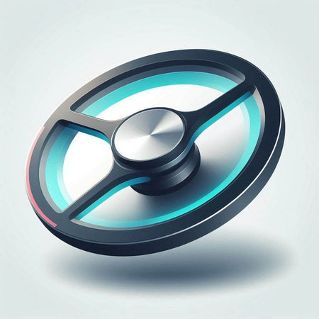 3d rendering of a steering wheel on a light blue background.のイラスト素材