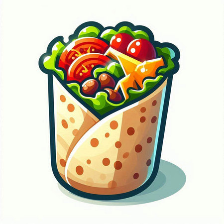 Mexican burrito. Traditional mexican food vector illustration.のイラスト素材