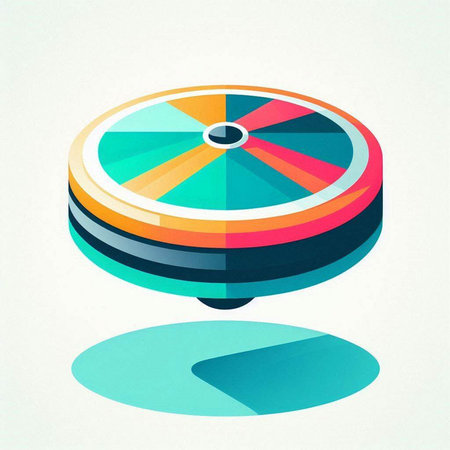 Colorful spinning wheel on white background. Vector illustration in flat styleのイラスト素材