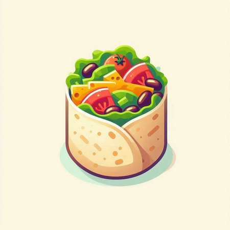 Ice cream in a waffle cone with berries. Vector illustration.のイラスト素材