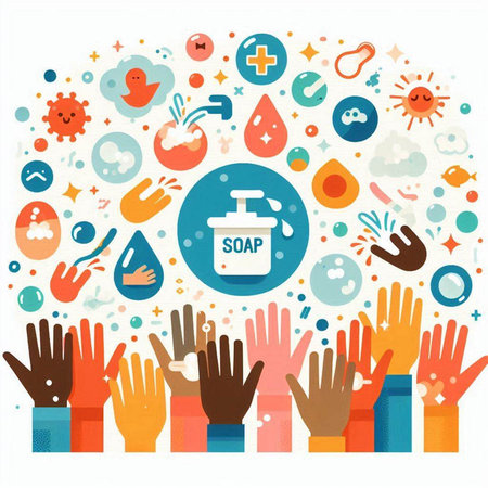 Hand sanitizer for hand hygiene. Vector illustration in flat styleのイラスト素材