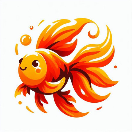 Goldfish on a white background. Vector illustration of a goldfish.のイラスト素材