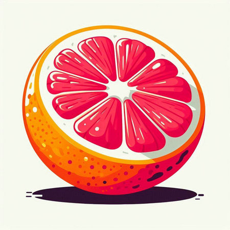 Citrus fruit. Juicy slice of grapefruit. Vector illustration.のイラスト素材