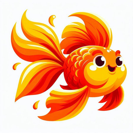 Goldfish. Vector illustration. Isolated on a white background.のイラスト素材