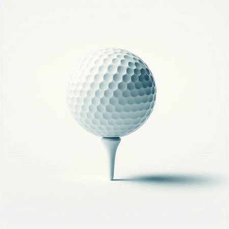 Golf ball on tee isolated on white background. 3d illustrationのイラスト素材