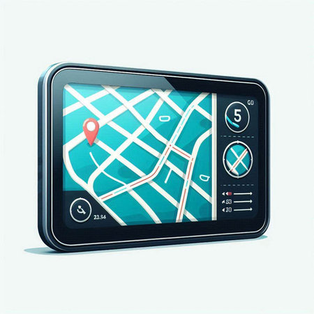 GPS navigator on the screen of a mobile phone, vector illustrationのイラスト素材