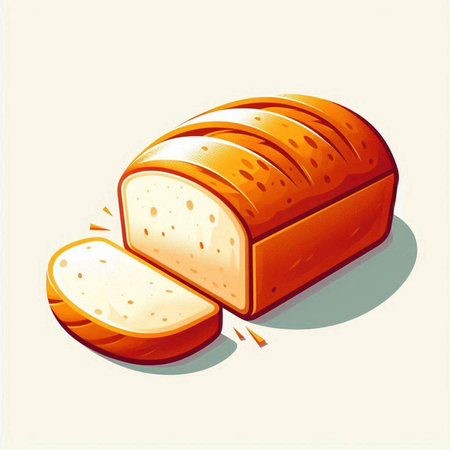 Illustration of a sliced loaf of bread on a white background.のイラスト素材