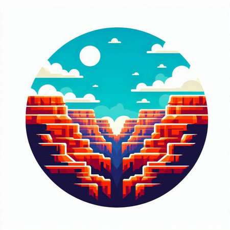 Illustration of a red brick wall and blue sky with clouds.のイラスト素材