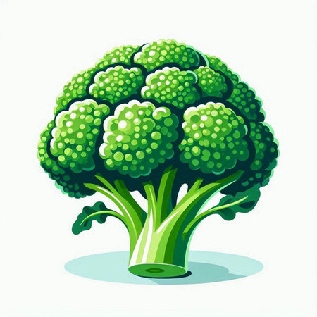 Illustration of a fresh green broccoli on a white background - vectorのイラスト素材