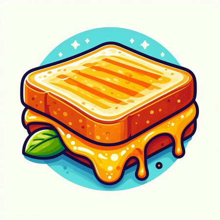 Illustration of a sandwich with cheese and honey. Vector illustration.のイラスト素材