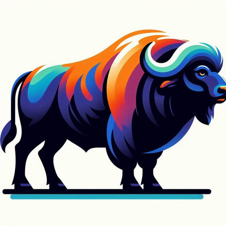 Buffalo - vector illustration. Isolated on a white background.のイラスト素材