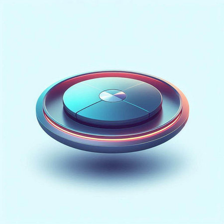 3d illustration of a blue button with a red glow on a blue backgroundのイラスト素材