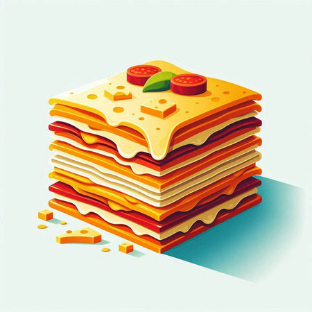 Stack of lasagna. Stack of lasagna. Vector illustration.のイラスト素材