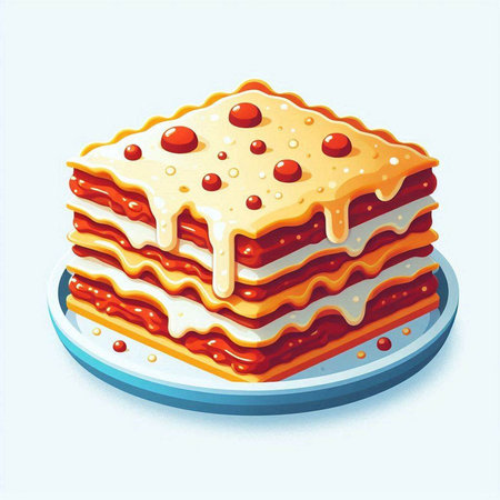 Illustration of a stack of lasagna on a white background.のイラスト素材