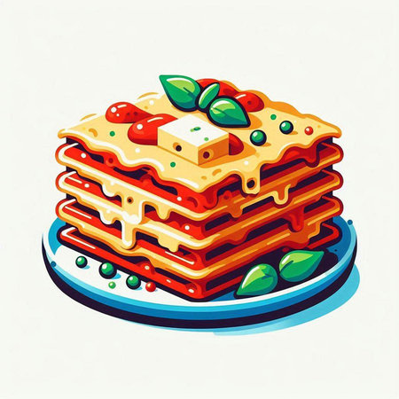 Illustration of a stack of pancakes on a plate. Vector illustration.のイラスト素材