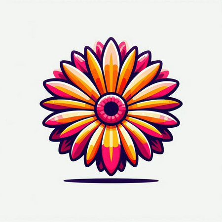 Colorful flower on a white background. Hand drawn vector illustration.のイラスト素材