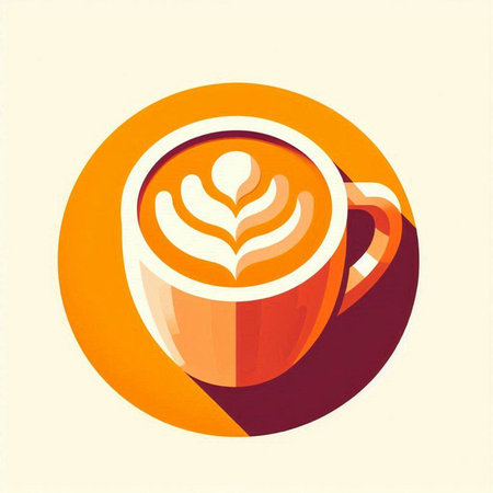 Coffee cup with latte art. Flat design style. Vector illustration.のイラスト素材