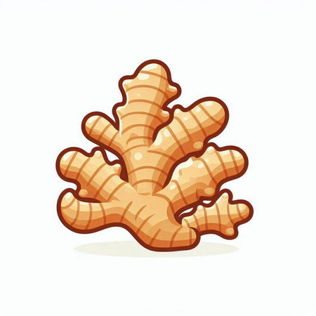 Ginger root isolated on white background. Hand drawn vector illustration.のイラスト素材