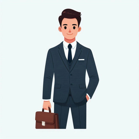 Businessman with briefcase. Vector illustration in a flat style.のイラスト素材