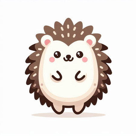 Cute little hedgehog cartoon character. Vector illustration isolated on white background.のイラスト素材