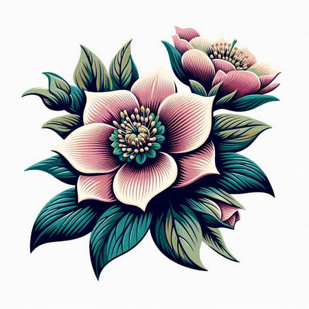Hand drawn floral bouquet. Isolated on white background. Vector illustration.のイラスト素材