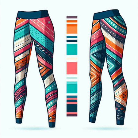 Women's leggings with colorful ethnic pattern. Vector illustration.のイラスト素材