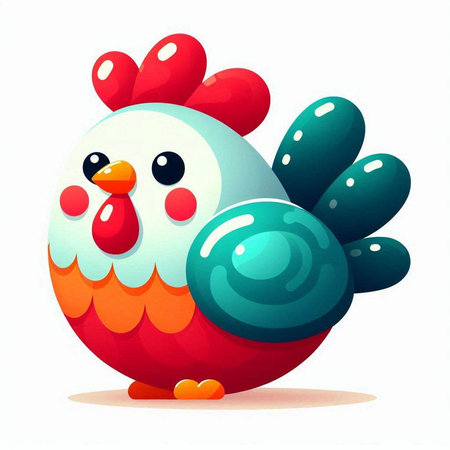 Cute cartoon rooster isolated on white background. Vector illustration.のイラスト素材