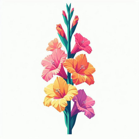 Gladiolus flowers isolated on white background. Vector illustration.のイラスト素材