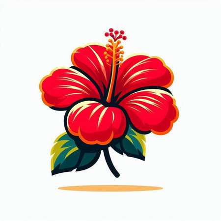 Hibiscus flower. Vector illustration isolated on white background.のイラスト素材